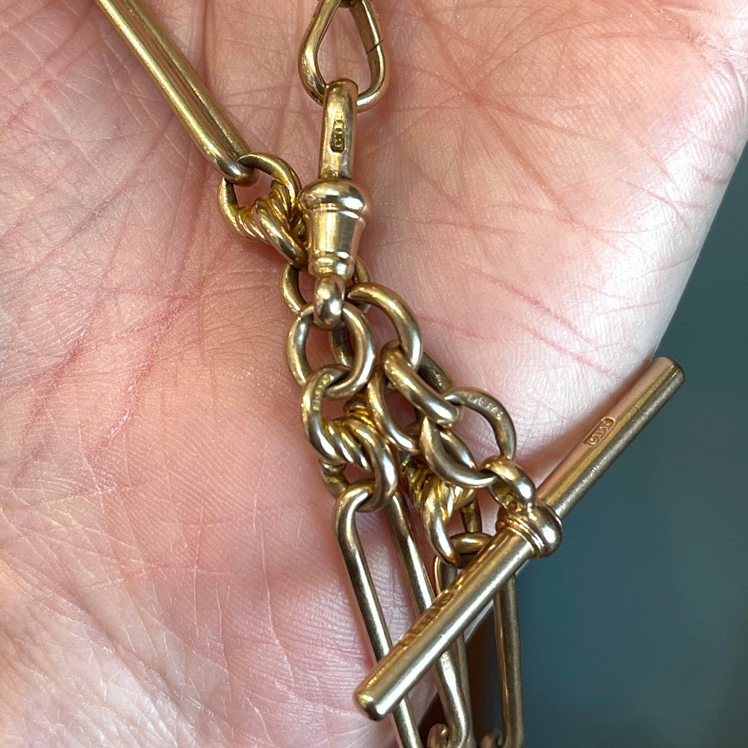 Antique Victorian Gold Watch Chain Necklace Paper Clip Link