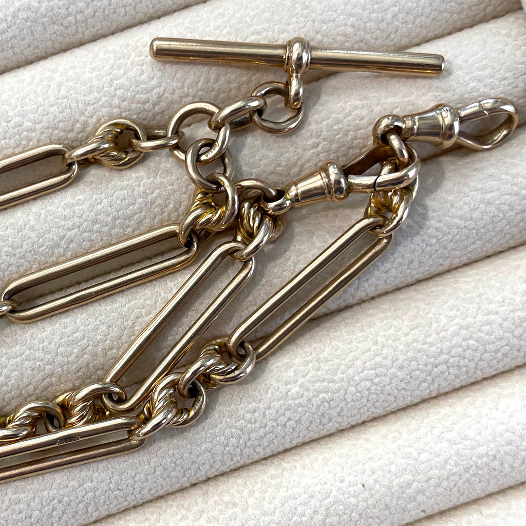 Antique Victorian Gold Watch Chain Necklace Paper Clip Link