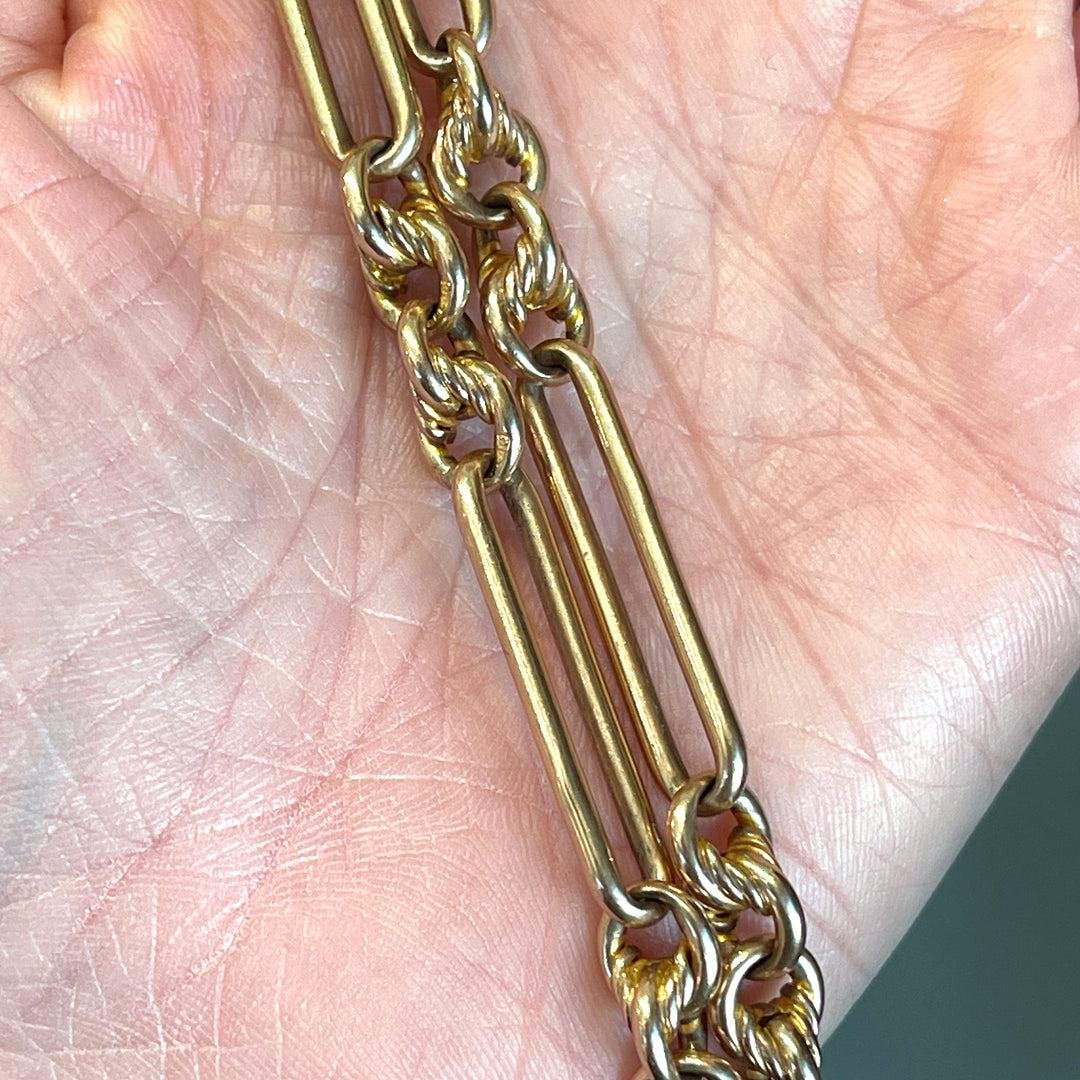 Antique Victorian Gold Watch Chain Necklace Paper Clip Link