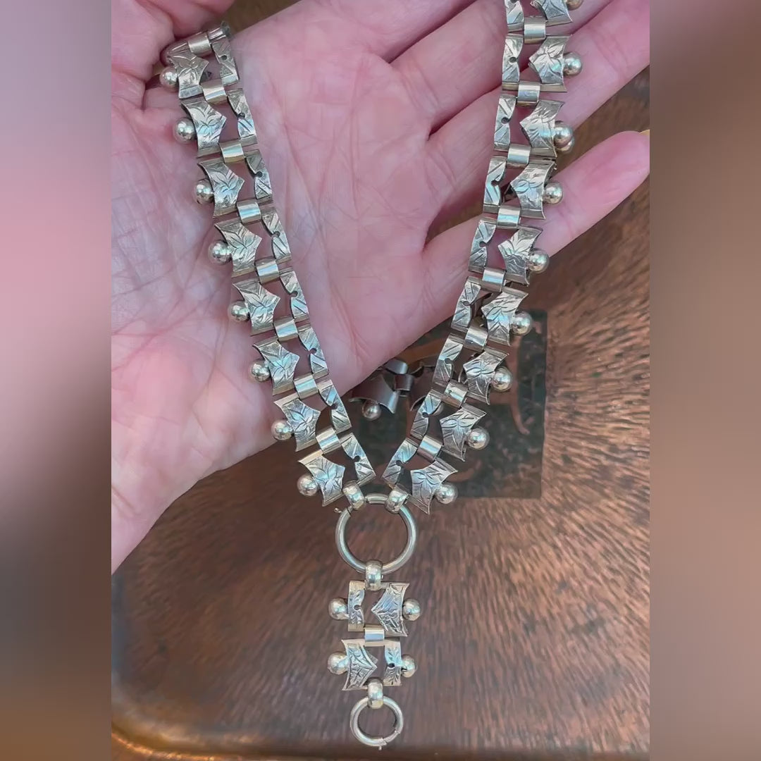 Silver Victorian Collar Necklace with Hanger 18 inches long