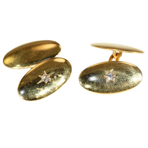 Antique Edwardian Classic Diamond Cufflinks in 15k Gold