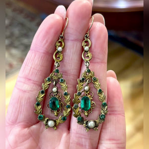 Austro-Hungarian Green Paste Silver Gilt Earrings