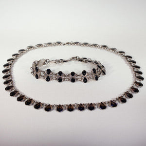 Vintage Danish Necklace and Bracelet by Volmer Bahner Silver Black Enamel