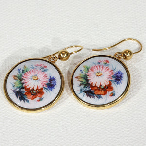 Antique Victorian Gold Enamel Flower Earrings