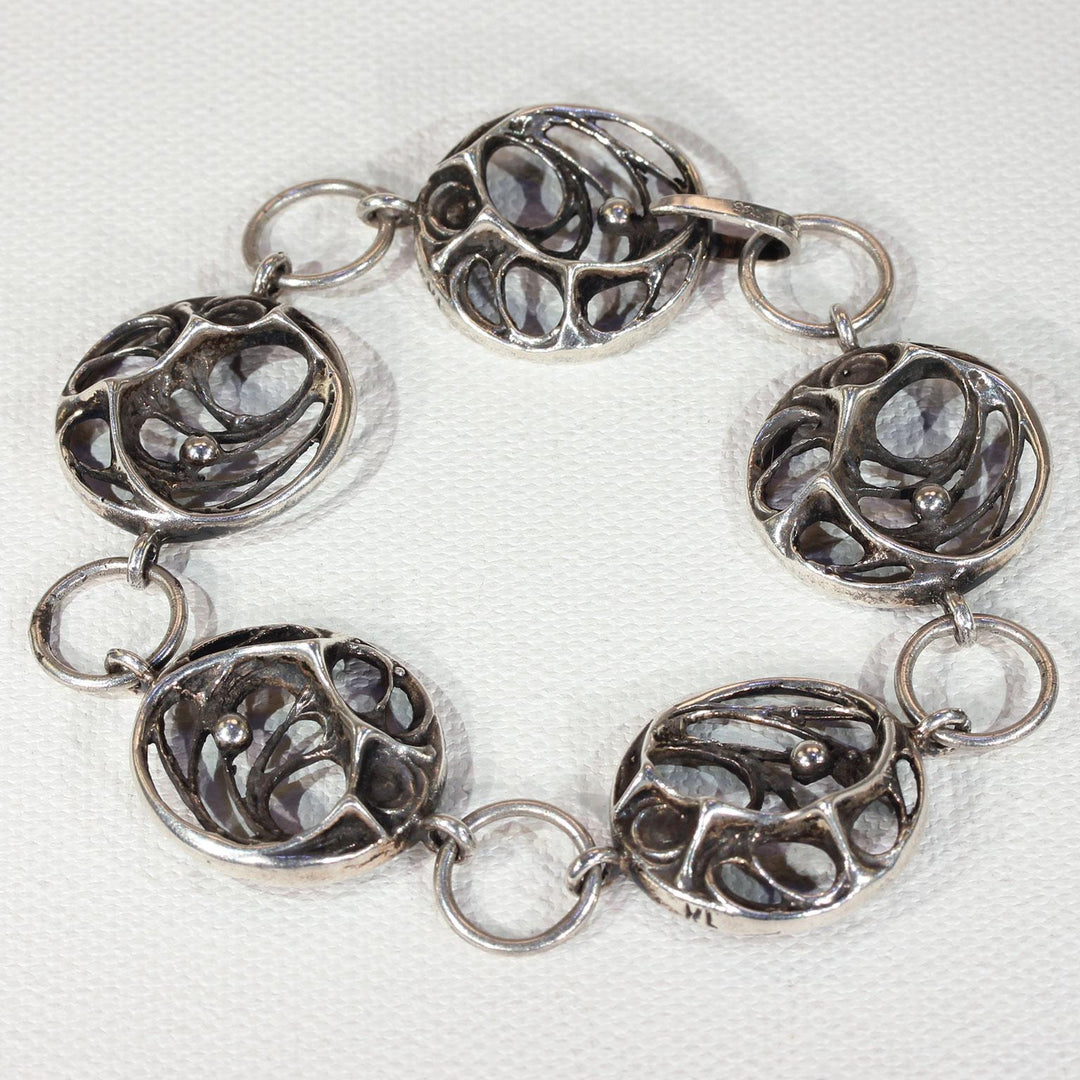 Vintage Sten & Karl Laine Spider Web Bracelet Necklace Ring Set Silver