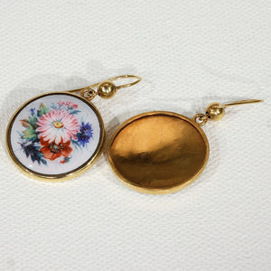 Antique Victorian Gold Enamel Flower Earrings