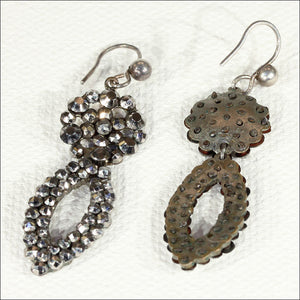 Antique Cut Steel Earrings with Silver Wires