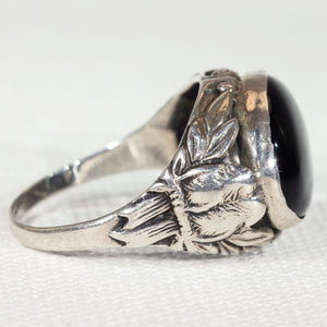 Art Deco Sterling Onyx Love Birds Ring