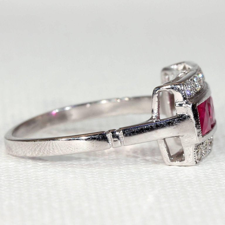 Ruby Diamond White Gold Cocktail Ring