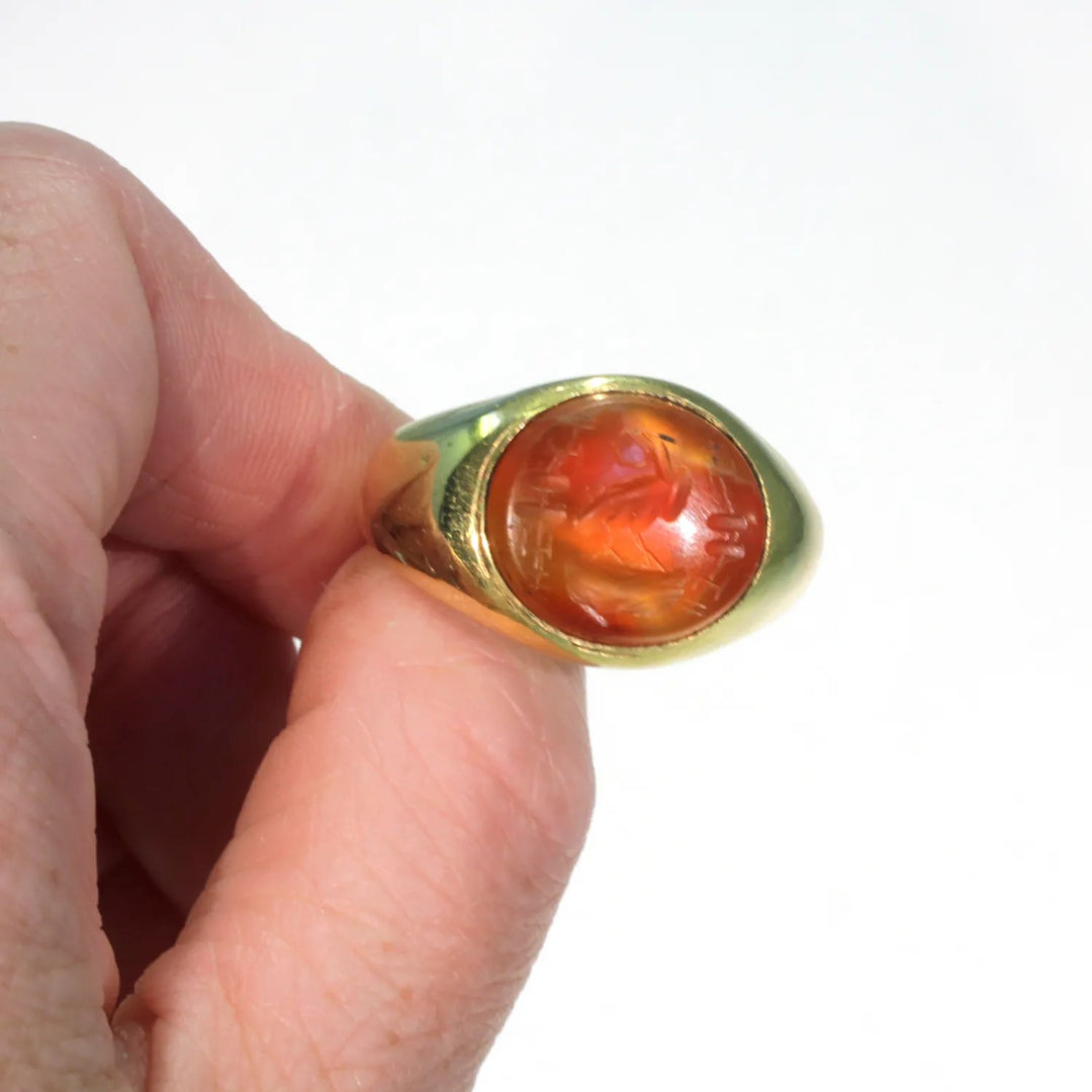 3rd Century Roman Intaglio Carnelian Gold Ring 18k