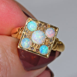 Art Deco Opal Diamond Gold Ring