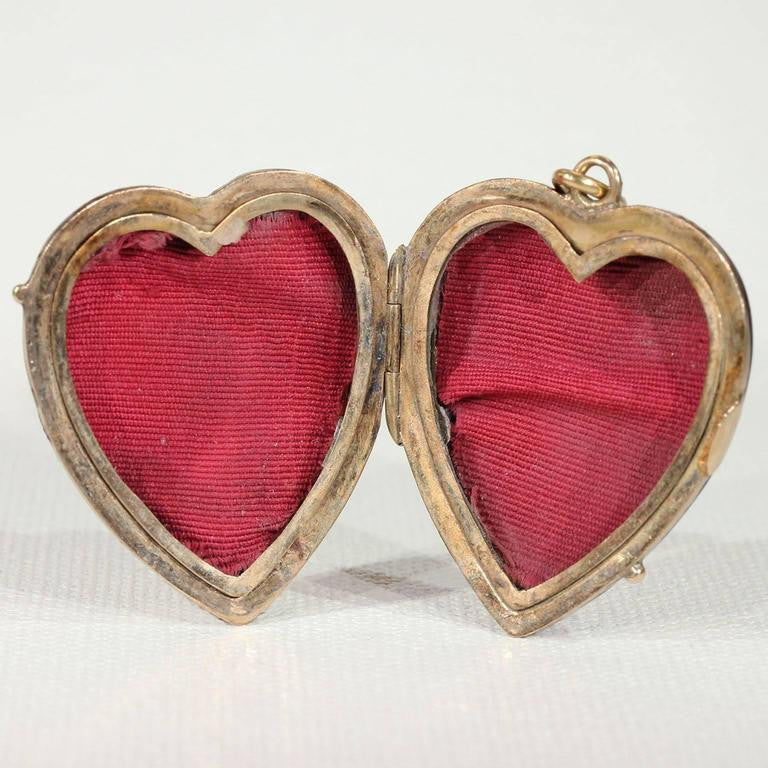 Victorian Black Enamel Gold Locket Pearl Trumpet Lyre