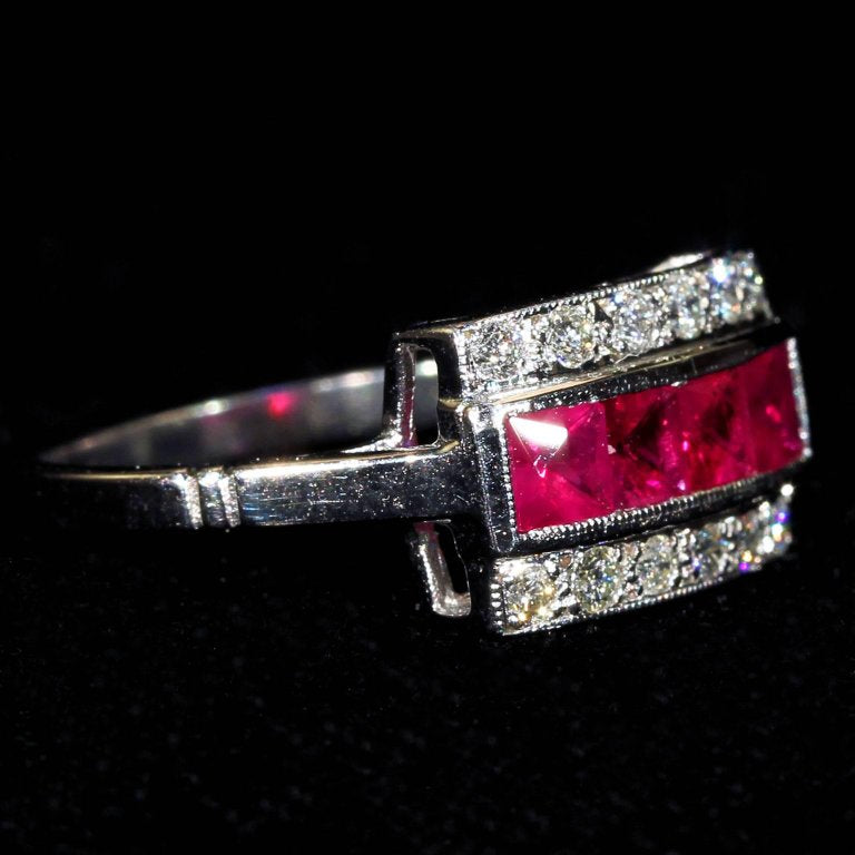 Ruby Diamond White Gold Cocktail Ring