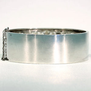 Antique French Repoussed Floral Silver Bangle