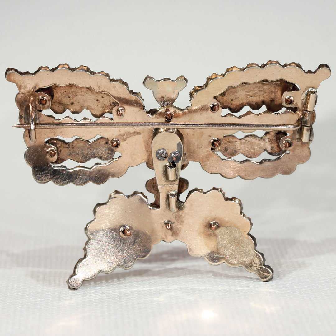 Antique Victorian Garnet Butterfly Brooch Pin Bohemian