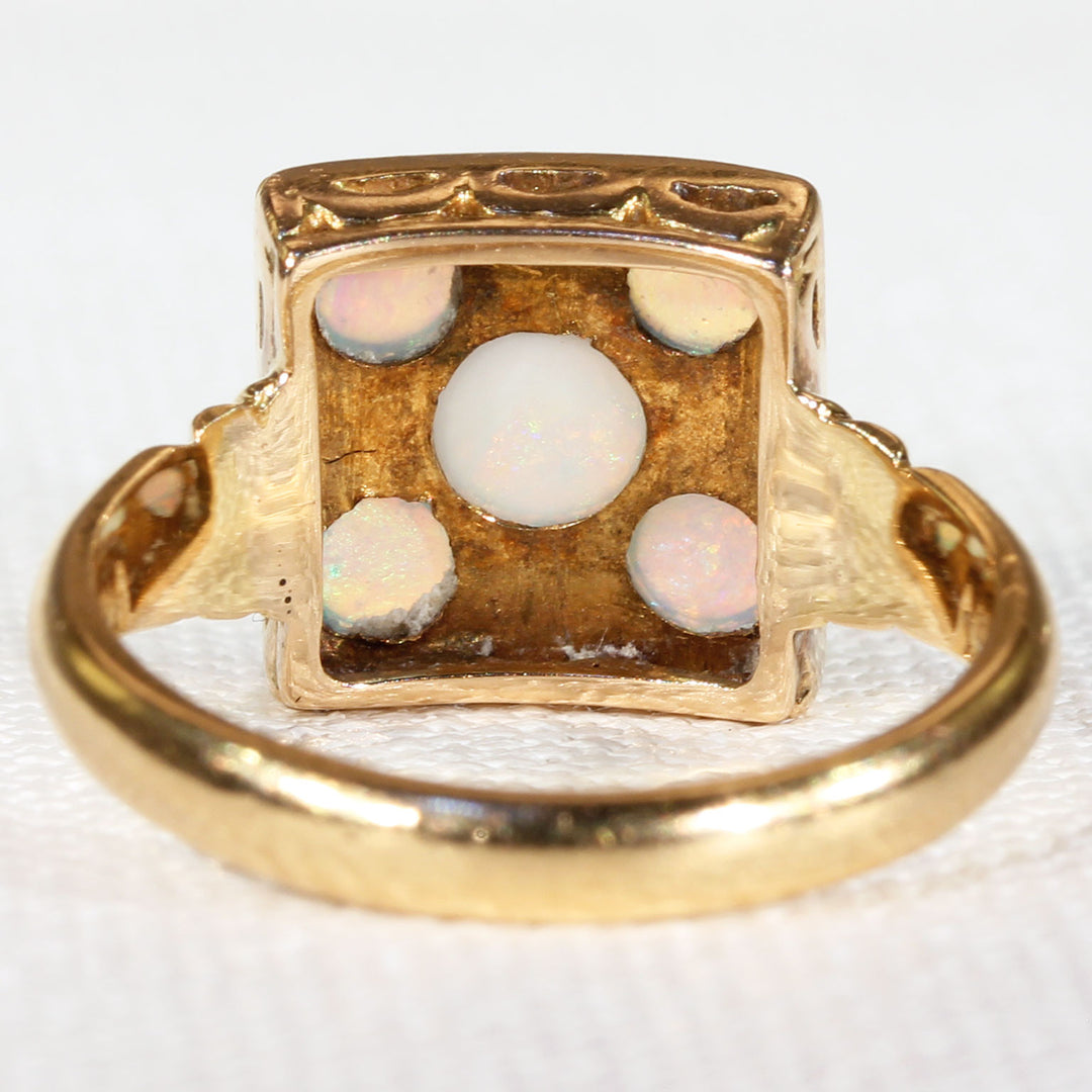 Art Deco Opal Diamond Gold Ring