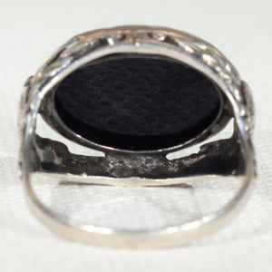 Art Deco Sterling Onyx Love Birds Ring