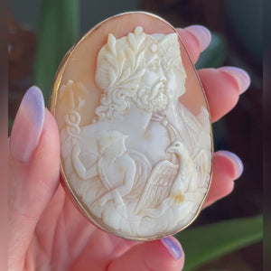 Jupiter and Maia Cameo Shell Brooch Pin