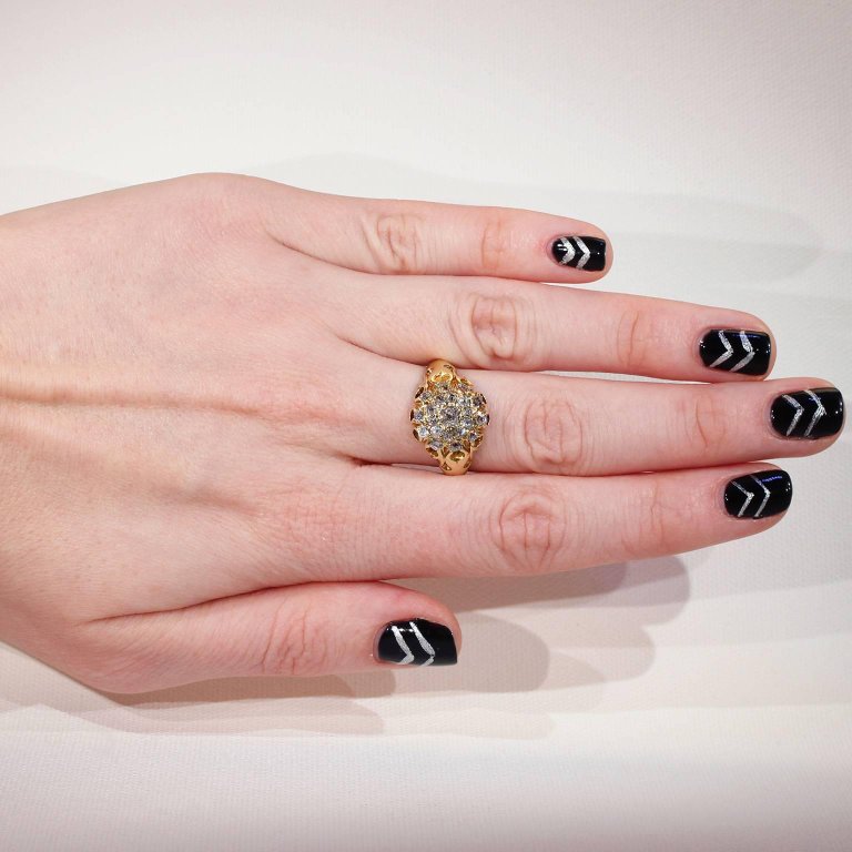 Victorian Diamond Triple Cluster Ring