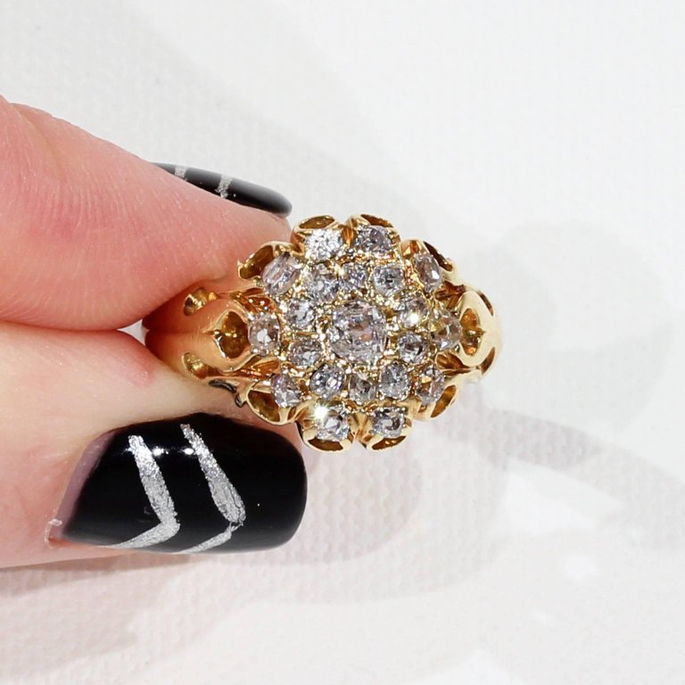 Victorian Diamond Triple Cluster Ring