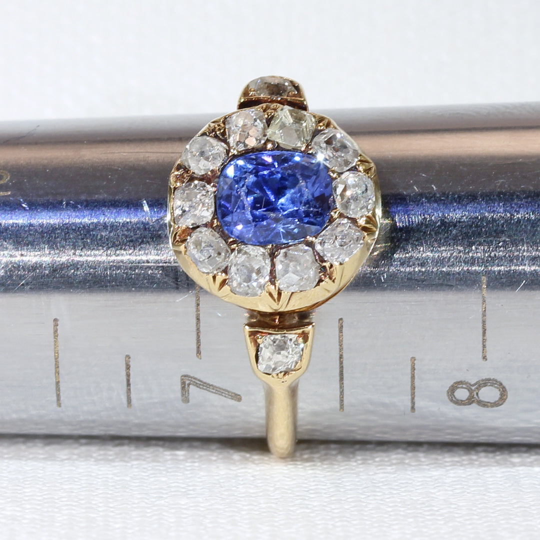 Victorian Sapphire Diamond Cluster Ring