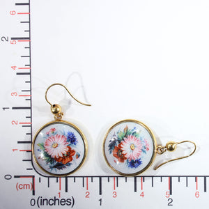 Antique Victorian Gold Enamel Flower Earrings