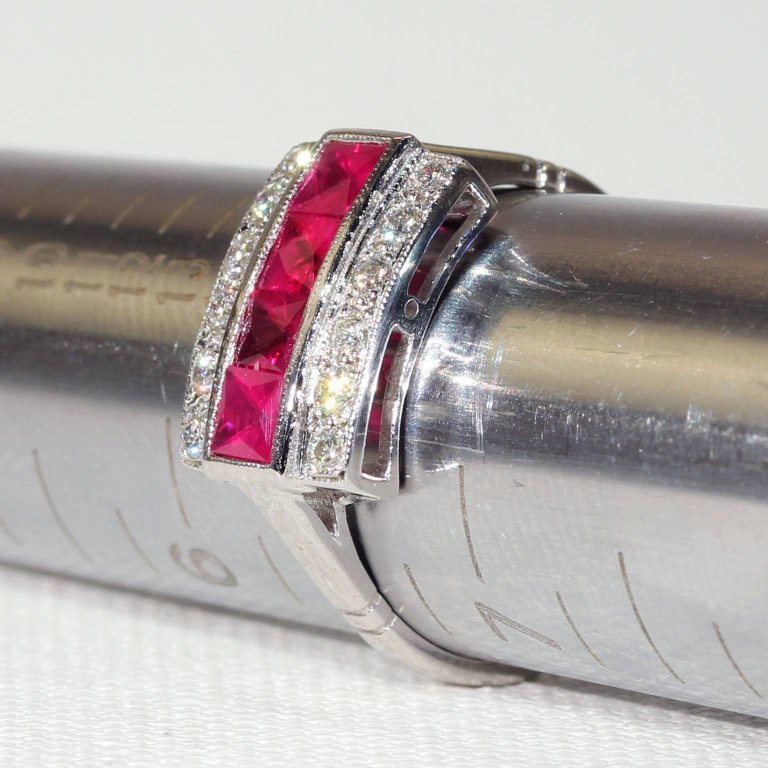 Ruby Diamond White Gold Cocktail Ring