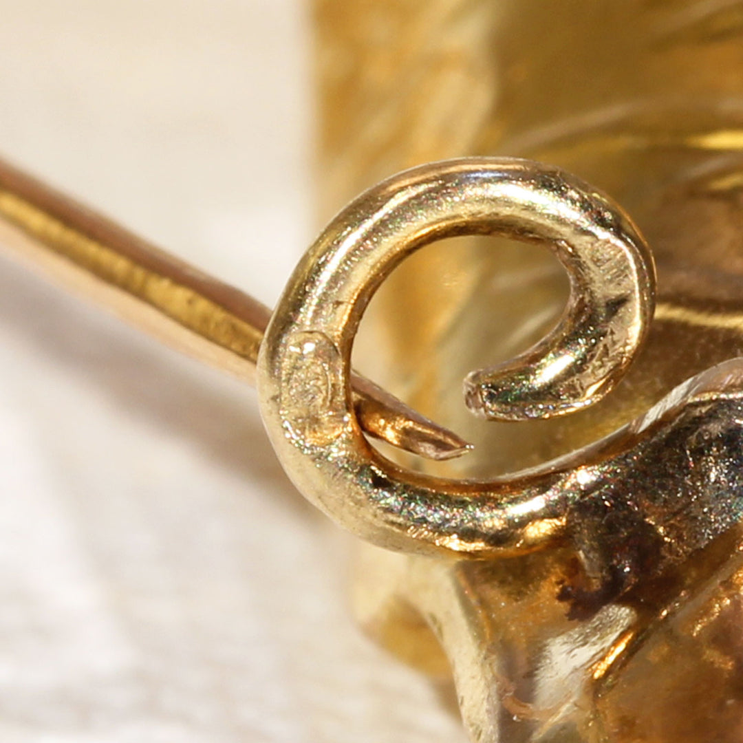 French Griffin Rose Cut Diamond Gold Brooch Pin
