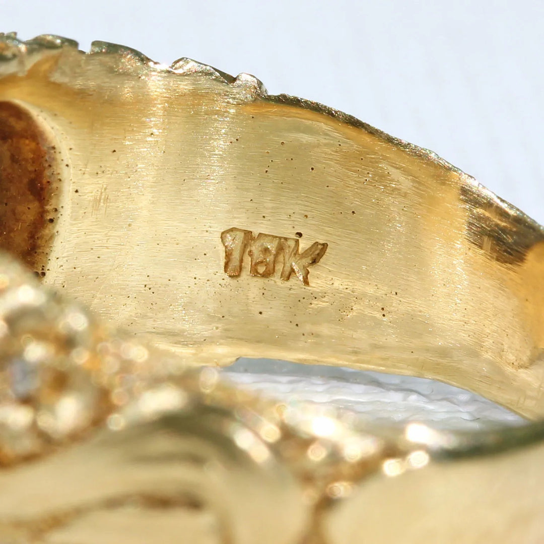 Antique 2.3 Carat Cabochon Sapphire Diamond Ring 18k Gold