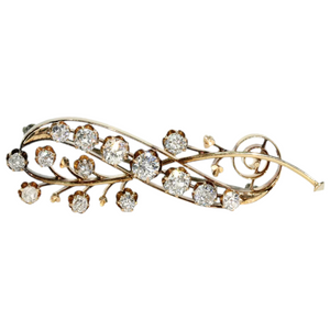 Antique 3cttw Diamond Brooch in 18k Gold