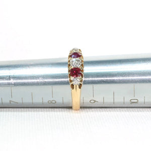 Antique 5 Stone Ruby Diamond Ring Victorian