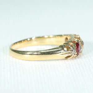 Antique 5 Stone Ruby Diamond Ring Victorian