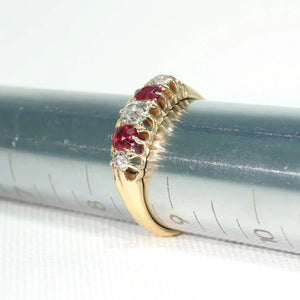 Antique 5 Stone Ruby Diamond Ring Victorian