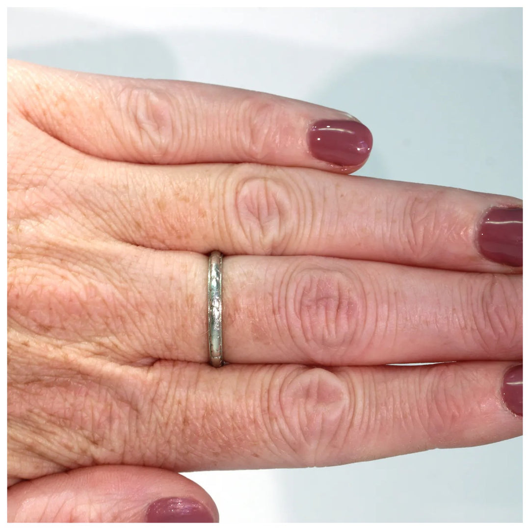 Antique Art Deco Carved Platinum Wedding Band Ring