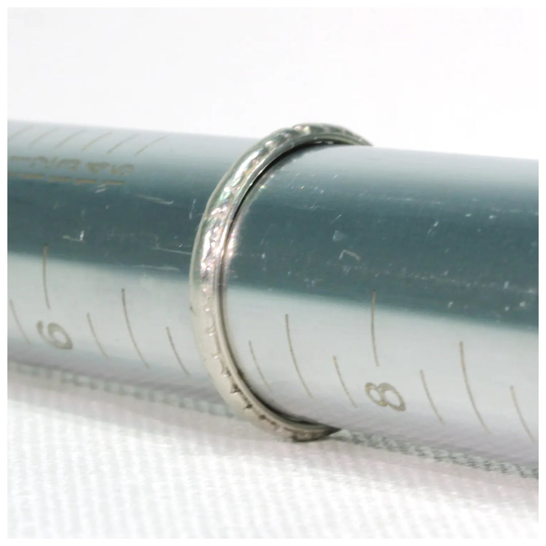Antique Art Deco Carved Platinum Wedding Band Ring sz 7