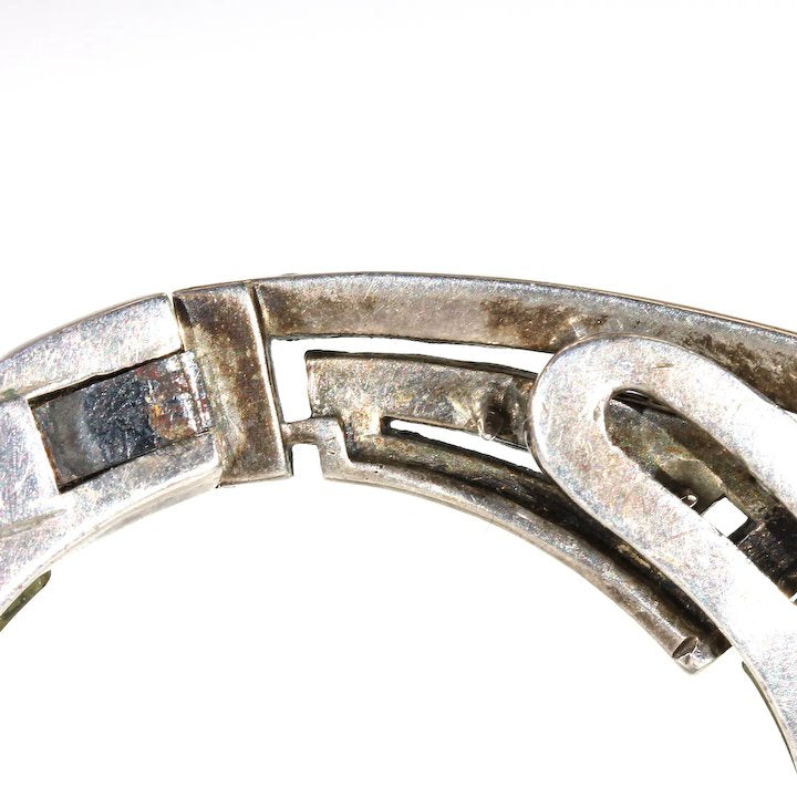 Antique Art Deco Connemara Marble Marcasite Clip
