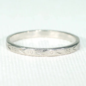 Antique Art Deco Platinum Faceted Wedding Band Ring 8.75