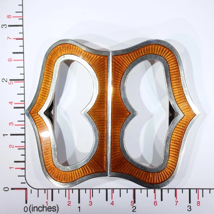 Antique Arts & Crafts Enamel Sterling Silver Buckle by Lawrence Emanuel
