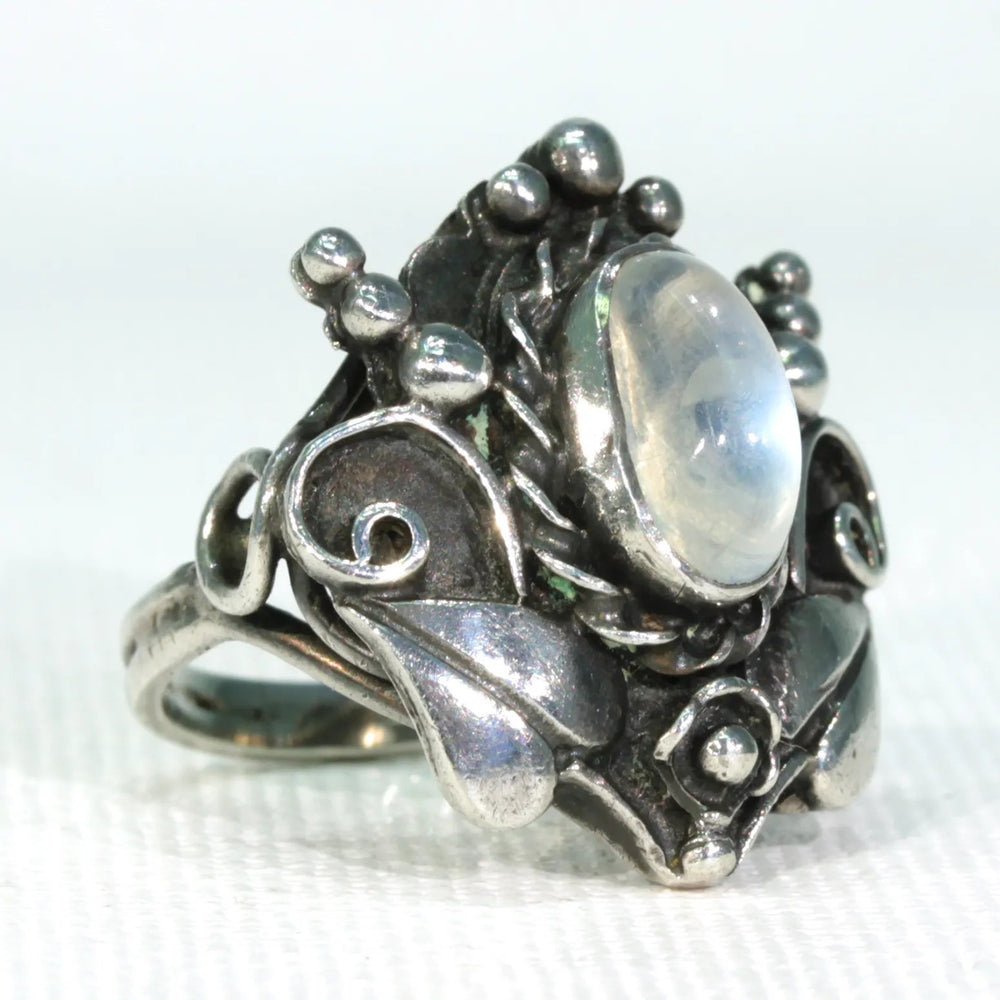 Antique Arts & Crafts Moonstone Silver Ring