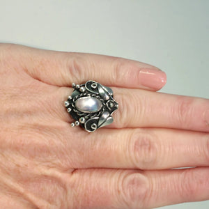 Antique Arts & Crafts Moonstone Silver Ring