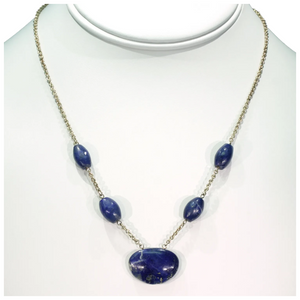 Antique Arts and Crafts Silver Gilt Lapis Necklace c.1910