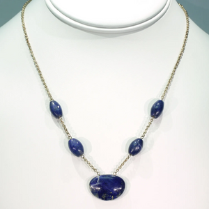 Antique Arts and Crafts Silver Gilt Lapis Necklace c.1910