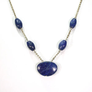 Antique Arts and Crafts Silver Gilt Lapis Necklace c.1910