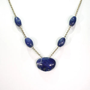 Antique Arts and Crafts Silver Gilt Lapis Necklace c.1910