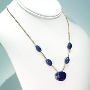 Antique Arts and Crafts Silver Gilt Lapis Necklace c.1910