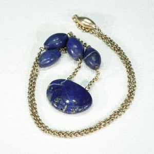 Antique Arts and Crafts Silver Gilt Lapis Necklace c.1910