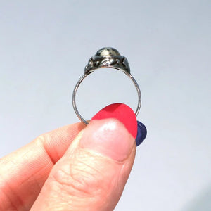 Antique Arts & Crafts Silver Granite Ring