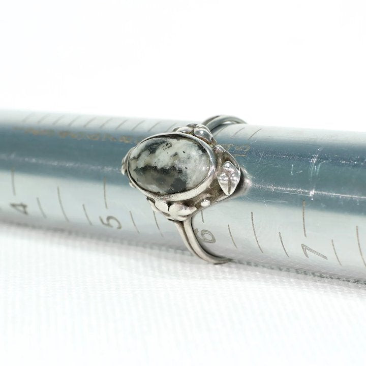 Antique Arts & Crafts Silver Granite Ring