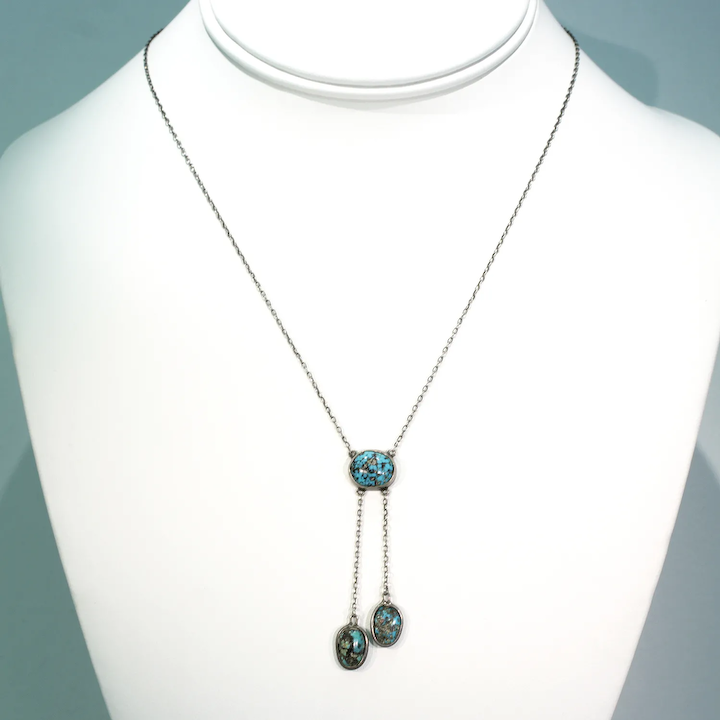 Antique Arts and Crafts Silver Turquoise Necklace