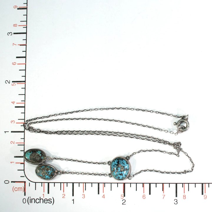 Antique Arts and Crafts Silver Turquoise Necklace